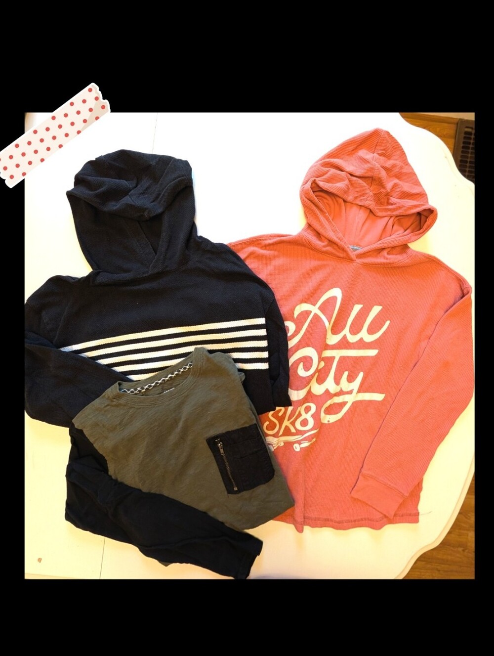 Bundle of three tops: two hoodies and a long sleeve tshirt Sizes 12-16
